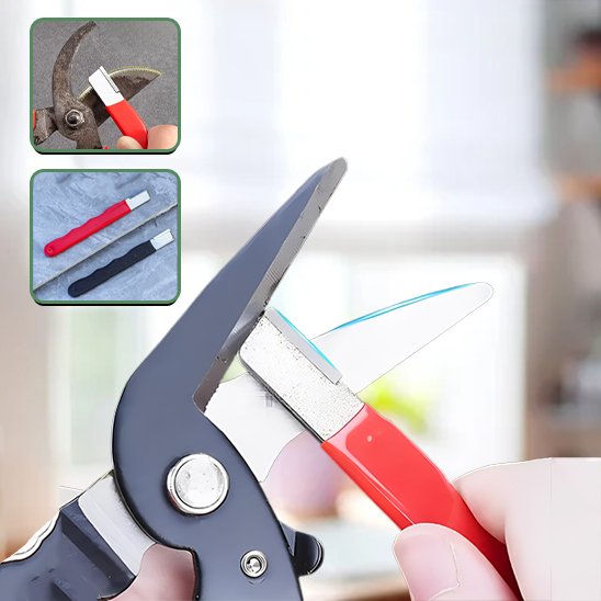 Aiguiseur de couteaux illustrant l’état d’un outil de jardin émoussé avant l’affûtage