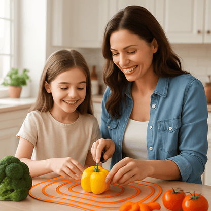 planche a decouper couleur orange maman fille