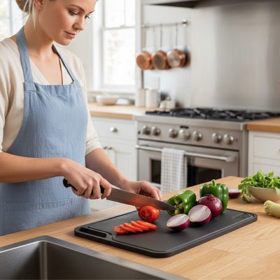 Planche à découper pratique pour hacher les légumes