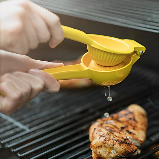 Presse agrume manuel citron sur escalope